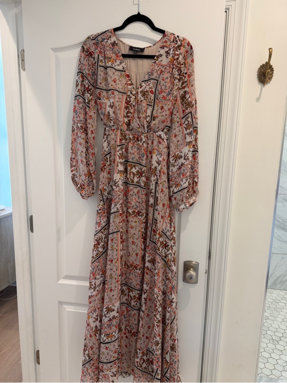Aakaa Blush Floral Print Maxi Dress